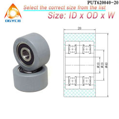 1pcs 10 mm Bore 40 mm Diameter Double 6200 Bearng PU Coated Roller 10x40x20 PUT620040-20 High Load Rubber Flat Guide Wheel