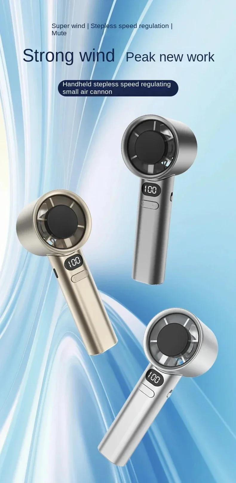 Description Picture 2 of itemMini Bladeless Handheld Fan, USB Rechargeable Personal Highspeed Fans, Electric Eyelash Fan, Portable Hand Fan, 120 Wind Speeds,