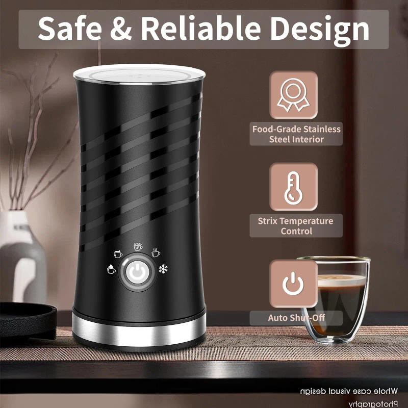 Description Picture 5 of itemMilk Frother,5 in 1 Electric Milk Frother and steamer,Automatic Hot And Cold Foam Maker with 2 Whisks for Different Drinks