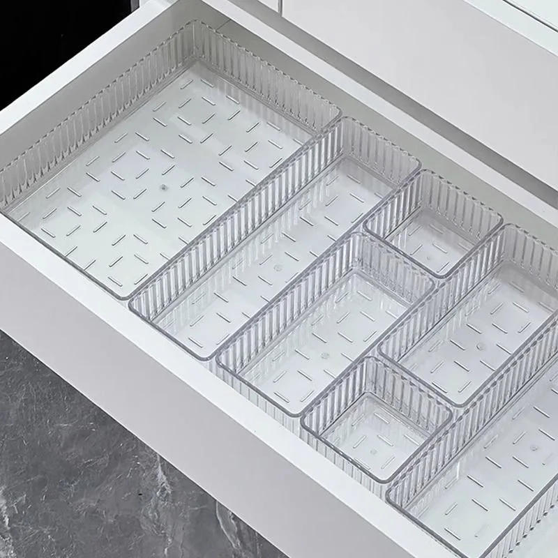 Description Picture 5 of item5/6/7PCS Desk Drawer Organizers Set Plastic Bathroom Storage Makeup Organizer Clear Transparent Storage Box Drawer Organizer