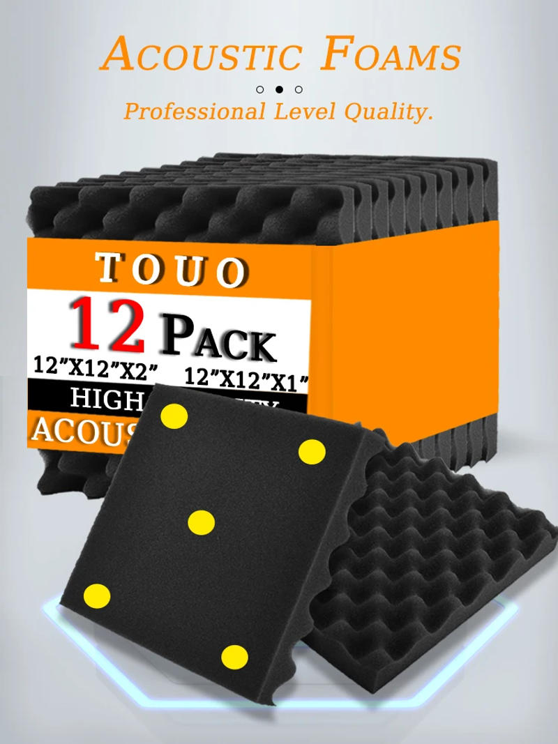 Description Picture 2 of itemTOUO 12 Pcs Acoustic Foam High Egg Trough Acoustic Foam Sound Proof Sponge Pad High Density Sound Absorbing Material