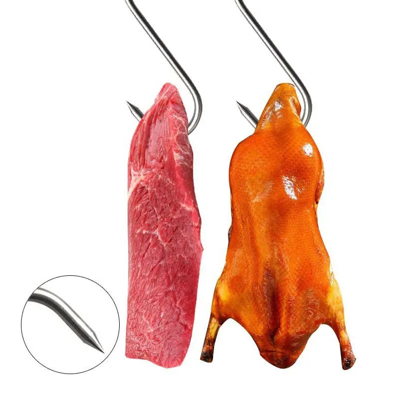 Description Picture 6 of item10/20PCS S-Shape Hooks Stainless Steel Hook With Sharp Tip Meat Clothes Hanger Hanging Hooks For Kitchen Butcher Shop Tools