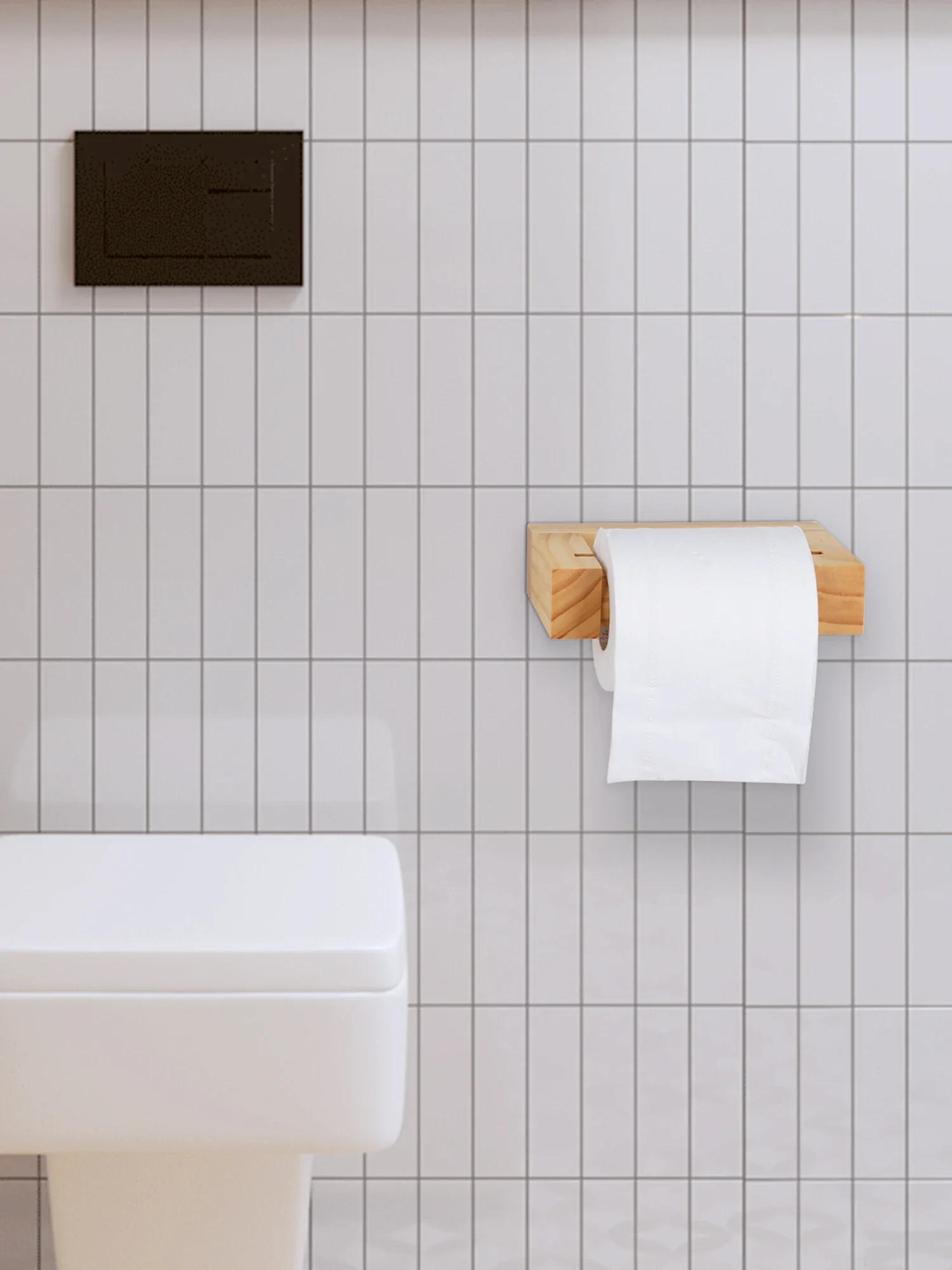 Description Picture 5 of itemNail-Free Wooden Square Toilet Paper Holder Bathroom accessories hardwares Paper Towel Holder Kitchen  Roll Paper Holder