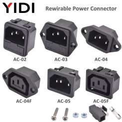 5/10pcs IEC320 C13 AC Inlet Power Plug Socket Electrical Brass Cable Wire Connector 10A 250V Red Lamp Rocker Switch with Fuse