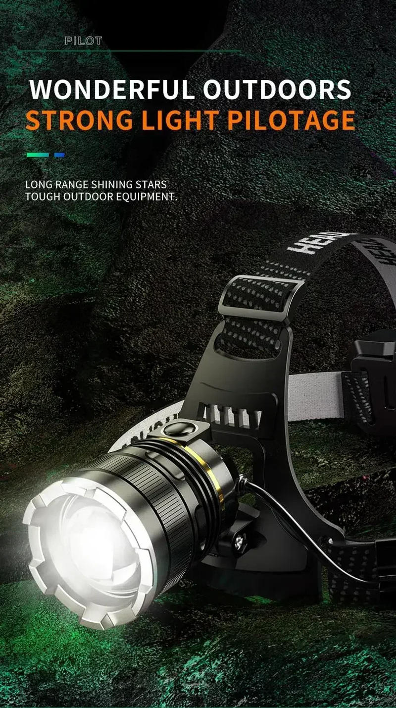 Description Picture 6 of itemRechargeable XHP90 LED Headlamp Waterproof Head Light Fishing Searching Camping Head Flashlight Zoom Lantern
