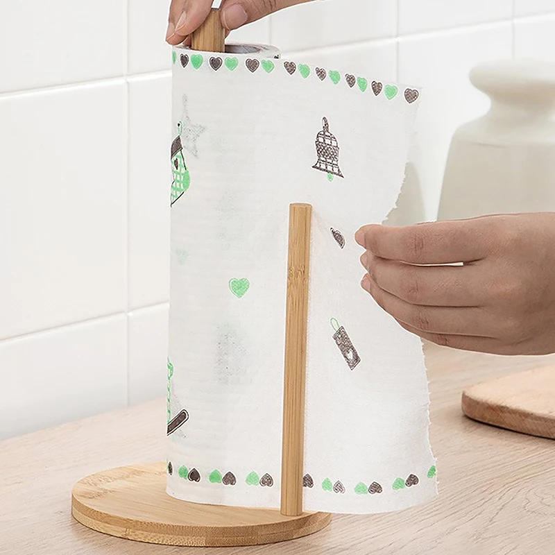 Description Picture 6 of itemKitchen Wooden Roll Paper Towel Holder Bathroom Tissue Vertical Stand Disposable Paper Pot Kitchen Toilet Storage Accessories