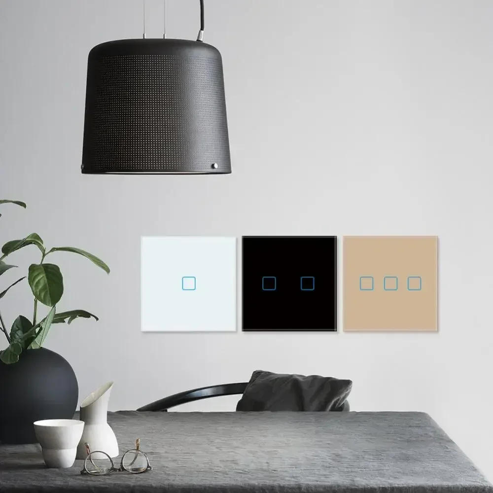 Description Picture 3 of itemEU Touch Switch AC100-240V Led Light Switch Panel Tempered Crystal Glass Wall Light Switches 1/2/3 Gang 1 Way Interruttore