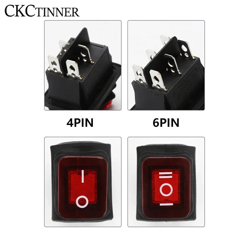 Description Picture 5 of item1PCS KCD4 Rocker Switch Power Switch ON/OFF 4Pin/6Pin With Light Power Switch Switch cap 16A 250VAC/ 20A 125V 29*36mm