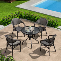 Terrace table and chair combination outdoor leisure plastic wood dining table and chair outdoor chair courtyard garden balcony r