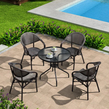 Terrace table and chair combination outdoor leisure plastic wood dining table and chair outdoor chair courtyard garden balcony r