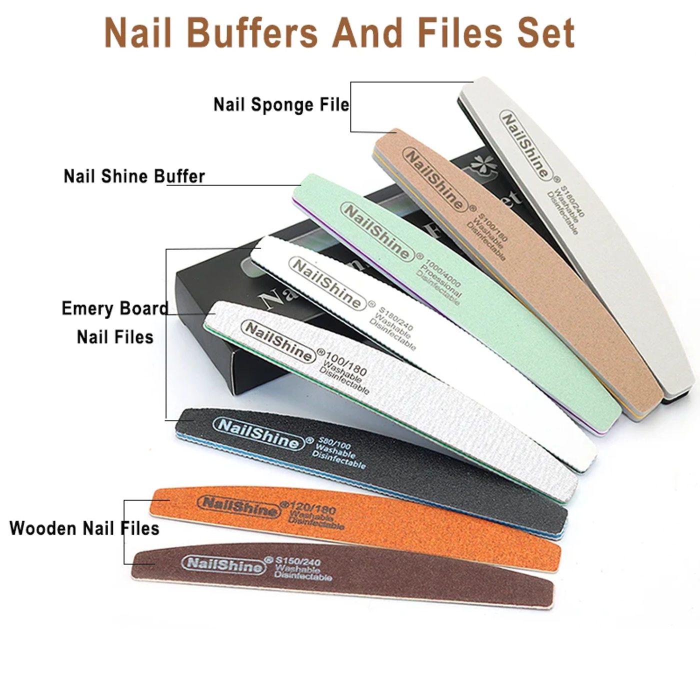 Description Picture 3 of item8Pcs/Box Nail File Buffer Kit Gel Polishing Grinding Sanding Sponge Nails Files Set Manicure Professional Nail Care Beauty Tools