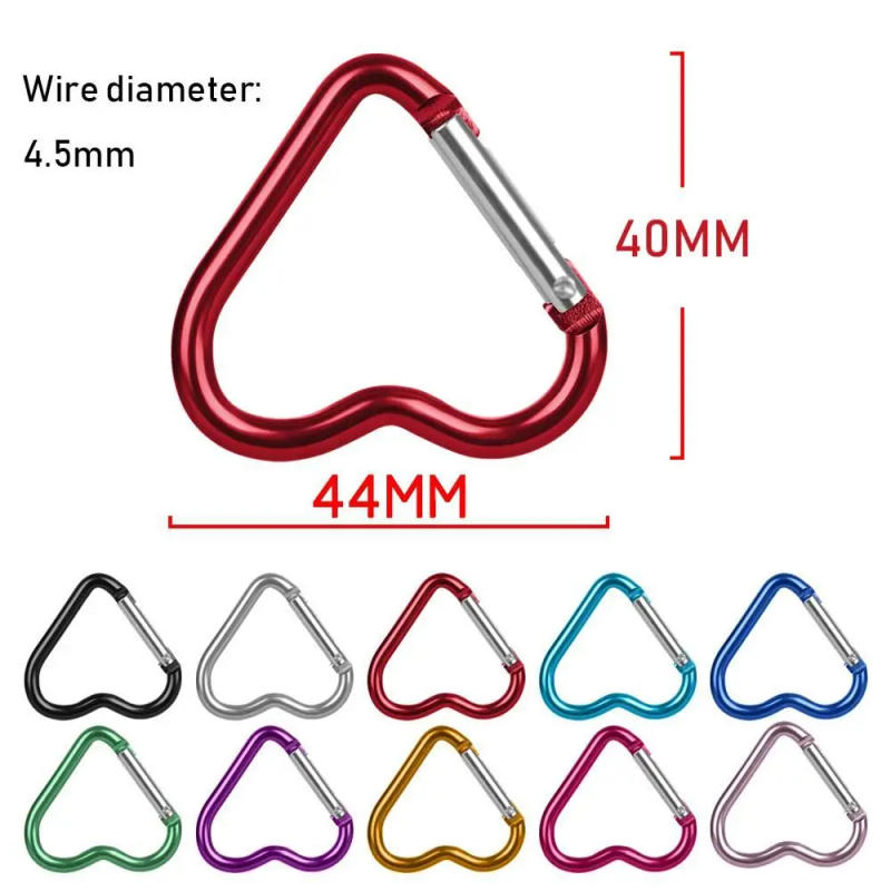 Description Picture 2 of item3Pcs Love Heart-shape Aluminum Carabiner Key Chain Clip Keyring Hook Water Bottle Hanging Buckle Outdoor Camping Hiking Tool