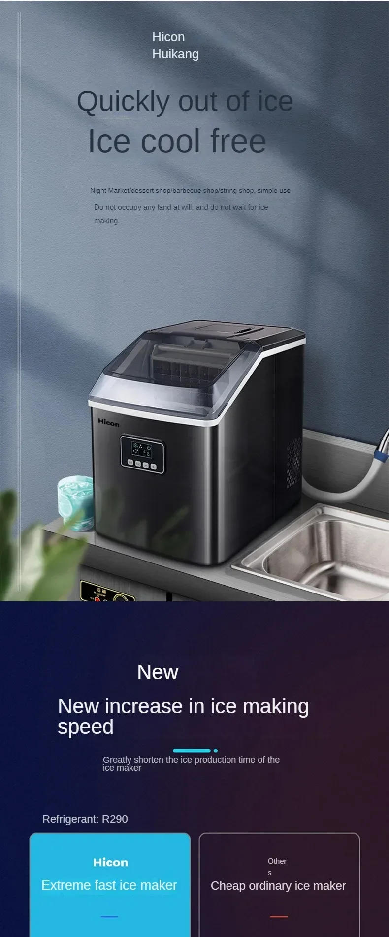 Description Picture 2 of itemCommercial Household Small Ice Machine, Fast Ice Cube Machine, Kitchen Household Appliances  Ice Cube Maker Machine