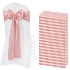 10/50PCS 17x275cm Satin Chair Sashes Rose Gold Bows Chair Cover Ribbons for Wedding Banquet Party Baby Shower Event Decorations
