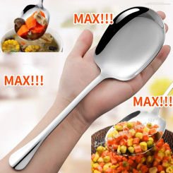 Large Stainless Steel Spoon Long Handle Spoons Kitchen Cutlery Rice Dumpling Porridge Soup Scoops Restaurant Tableware