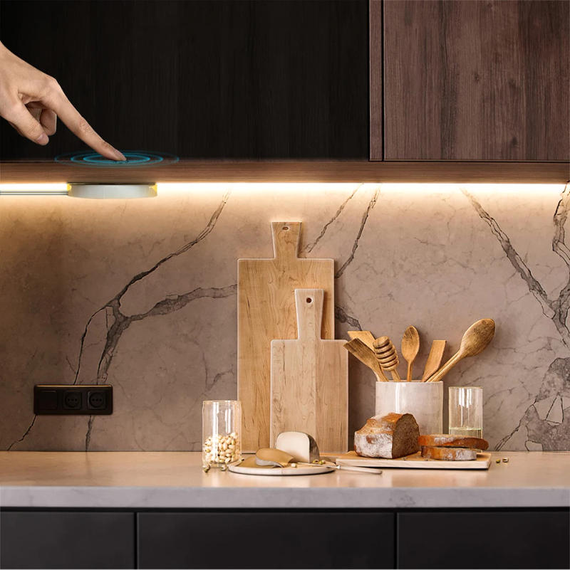 Description Picture 2 of itemPenetrable Wood Mirror Touch Sensor Switch Dimmable LED Under Cabinet Light 24V COB Strip Light Neon Tape Kithen Closet Lamp