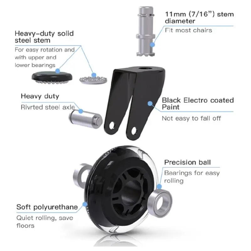 Description Picture 6 of item5 Pcs Mute Chair Caster Floors Chair Mats Replacement for Most Floor