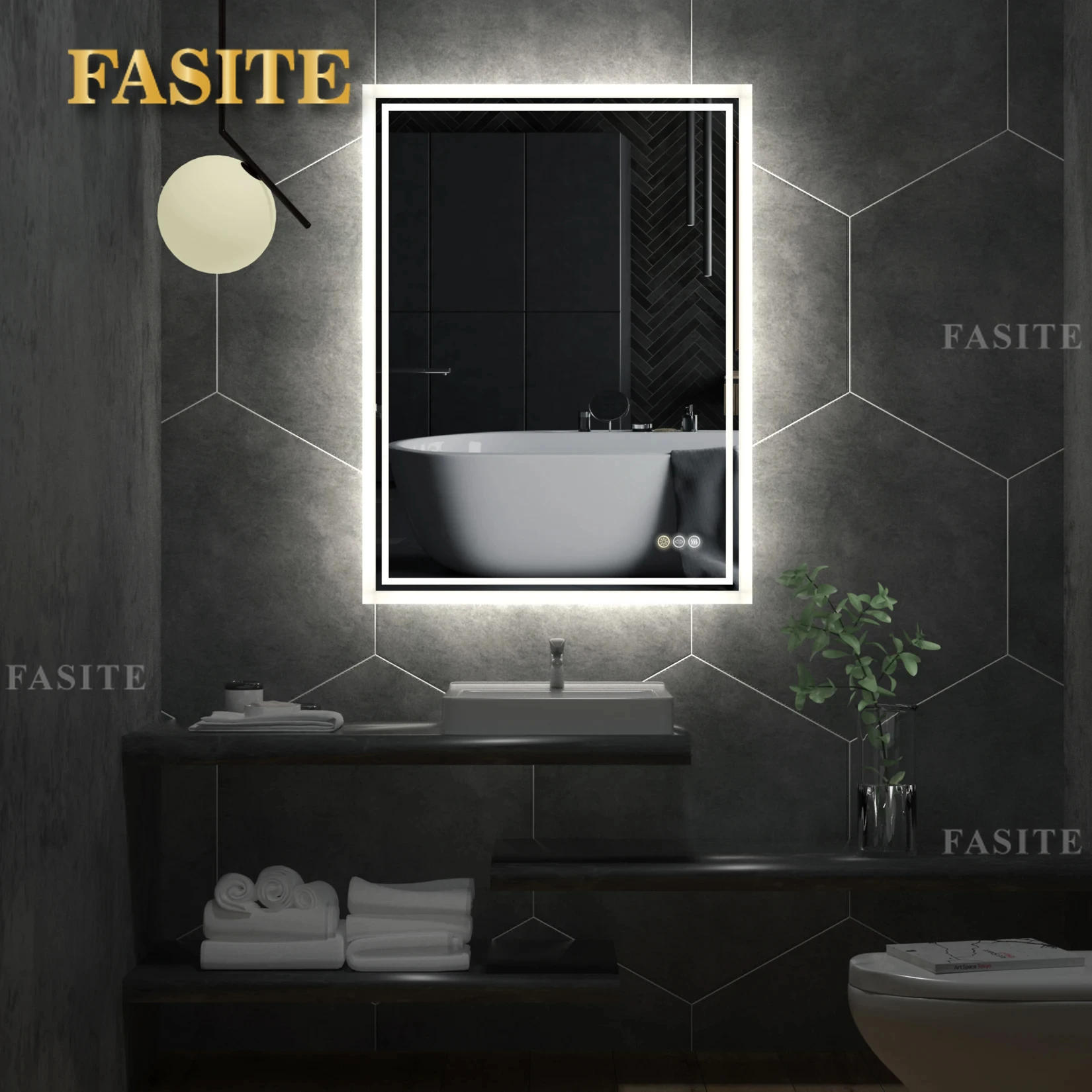 Description Picture 4 of itemLED Backlit Mirror Bathroom Vanity with Lights,Anti-Fog,Dimmable,CRI90+,Touch Button,Water Proof,Horizontal/Vertical