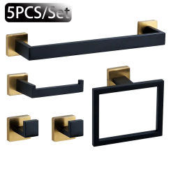 5PCS/Set Bathroom Shelf Organizer Set Wall Mount Stainless Steel Towel rack Toilet Paper Holder Hook Bathroom Accessories Set