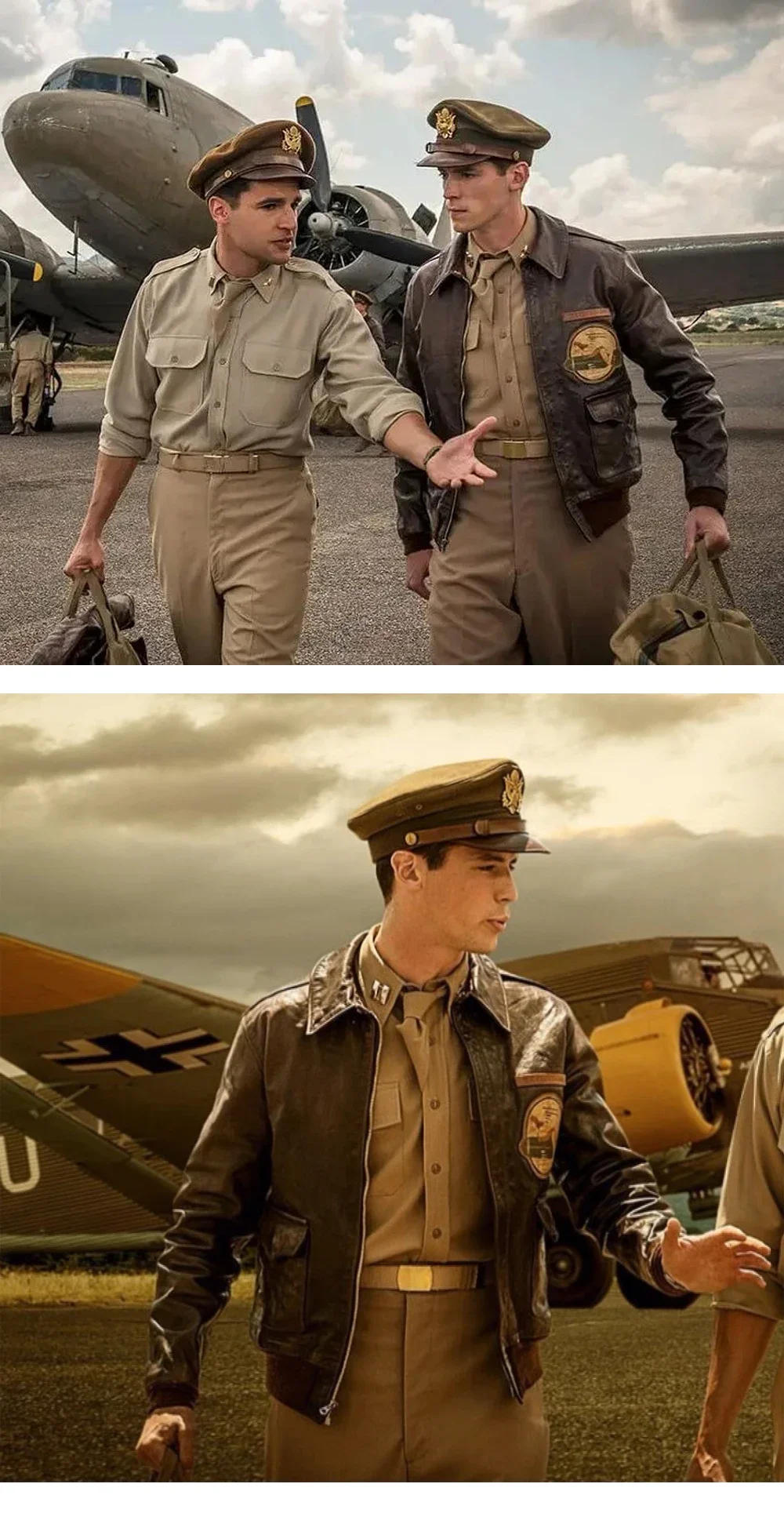 Description Picture 6 of itemTailor Brando No. 23373 Italy Burgundy Uncoated Batik Cowhide A2 Aviator Jacket  60% Wool Threaded Hem Genuine Leather Jacket