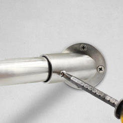 2 Pcs Angled Clothes Rail Curtain Pole Socket Stainless Steel Closet Bracket Shower Rod Holders for Wall 201 Window End Support