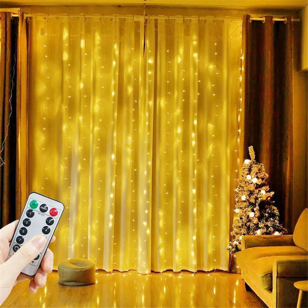 Description Picture 5 of item3M LED Curtain Garland on The Window USB String Lights Fairy Festoon Remote Control Christmas Wedding Decorations for Home Room