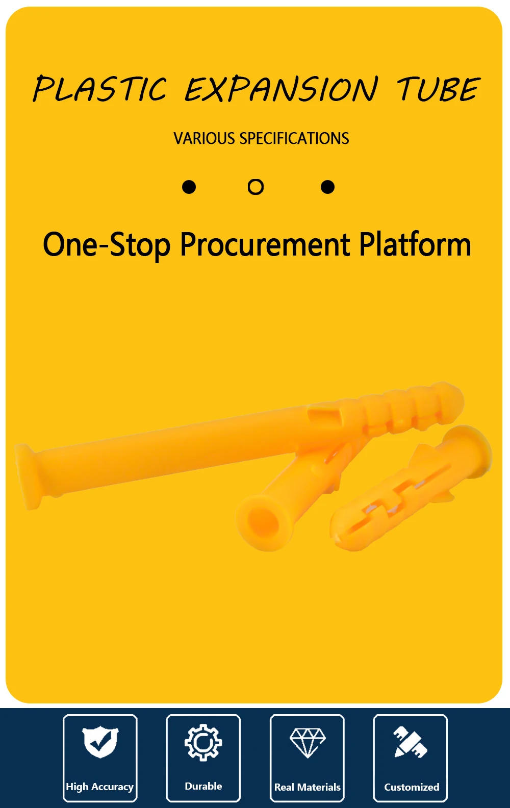 Description Picture 2 of itemM6 M8 M10 Yellow Plastic Expansion Pipe Column Concrete Wall Plug Frame Fixing Tube Anchors for to the Fixed on Drywall 20pieces