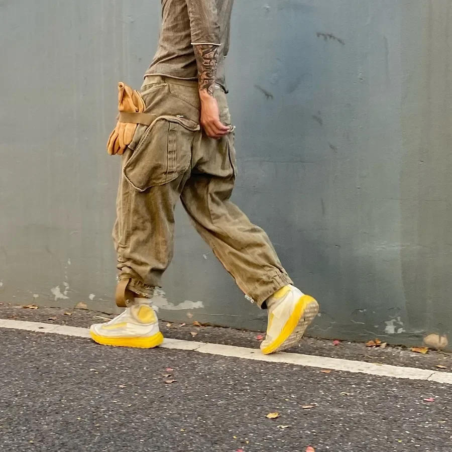 Description Picture 3 of itemAutumn Winter Multi Pockets Functional Style Cargo Pants Vintage Men Loose Jogger Trousers for Male