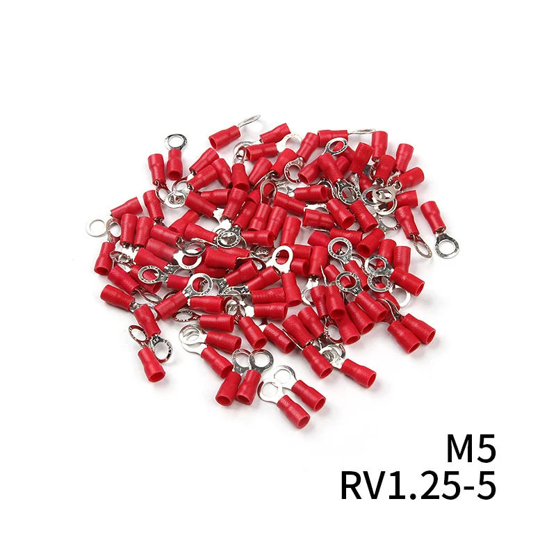 Description Picture 5 of item100/50/10Pcs RV1.25 M3-M8 Red Ring Crimp Terminal Insulated Electric Cable Wire Connector 22-16AWG
