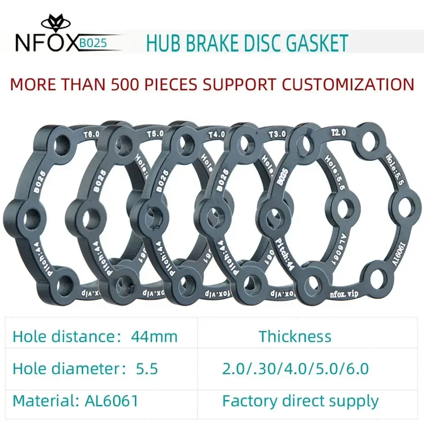 Description Picture 2 of itemElectric Scooter Brake Disc 3 Gaskets Bicycle 6 Holes 2 Washers 4 Hub 5mm Flower Drum Heightening Aluminum Pad Bike Black Washer