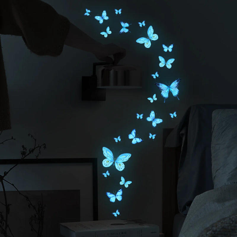 Description Picture 6 of itemBlue Light Butterfly Luminous Wall Stickers for Kids Rooms Girls Room Home Decor Glow in the Dark Fluorescent Light Stickers