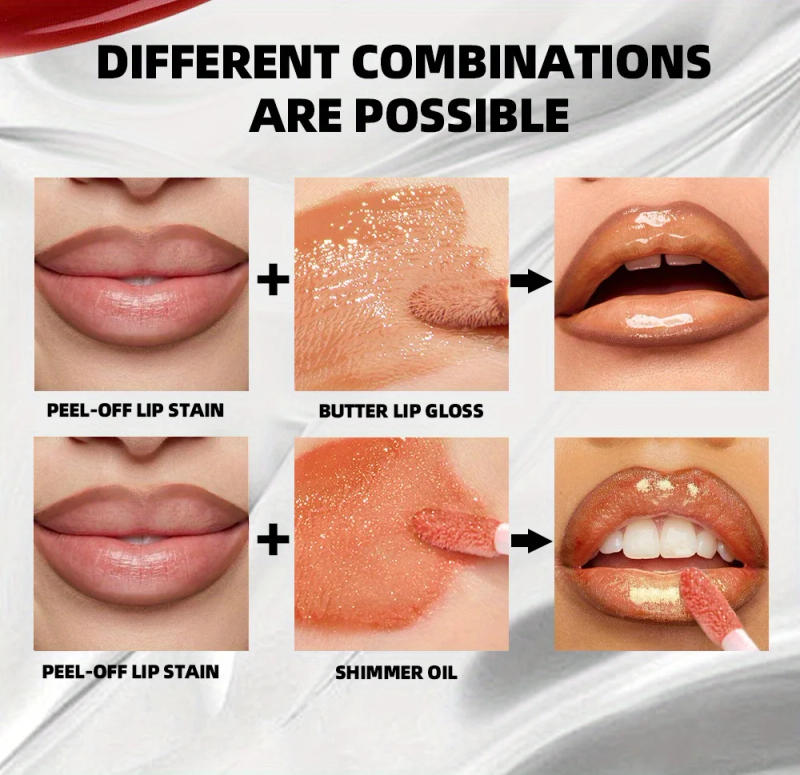 Description Picture 5 of item3-Pack non-stick cup matte pattern embroidery peel-off tear-off lip gloss lip line easy-to-color mirror pearlescent lip oil set