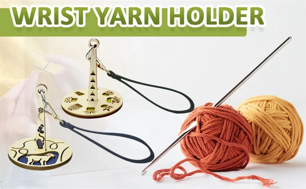 Description Picture 2 of itemYarn Holder Wooden Spinning Knitting Tools DIY Sewing Thread Spool with Wrist Strap Wool Ball Winder Rochet Accessories Stand