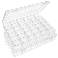 24/40 Management Box With Compartment Dividers, Jewelry Bead Management Box Rock Collection Box Clear Plastic
