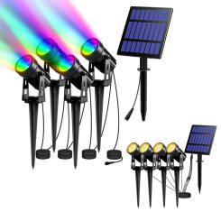 4 Led Rgb Outdoor Solar Landscape Light Garden Decoration Ip65 Waterproof Wall Street Lawn Lamp for Tree Path Patio Spotlight