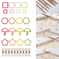 Mixed Color Metal Polygon Clip Locking Stitch Marker Ring 12-24pcs Crochet Latch Knitting Tools Needle Clip Hook Sewing Tool