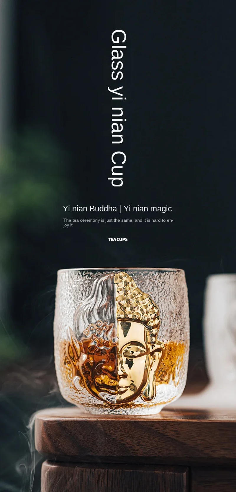 Description Picture 2 of itemMaster Cup Tea Set Luxury Crystal Glass Yinian Buddha Cup Jianzhan Household Cups Teaware Kitchen Dining Bar Home Garden