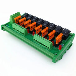 DIN Rail Mount 8 Position Switch Power Distribution Module Fuse Splitter Board AC/DC 5-32V