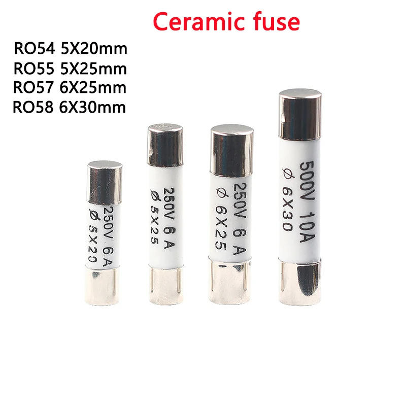 Description Picture 2 of item10PCS 5*20 6*30 Ceramic Fuse 250V 0.5A 1A 2A 3A 4A 5A 6A 7A 8A 10A 13A 15A 20A 30A 16A AMP Fast Blow Tube Fuses 5x25mm 6x25mm