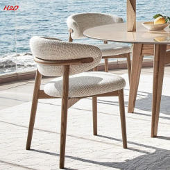 H2O Light Luxury Modern Nordic Italian Iron Imitation Solid Wood Dining Chair Simple Cafe Leisure Home Restaurant Back Chair