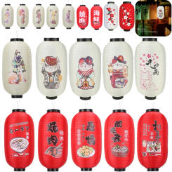 Lucky Cat Hanging Lantern Outdoor 10 Inch Traditional Japanese Style Lantern Waterproof for Restaurant Chochin Bar Decoration