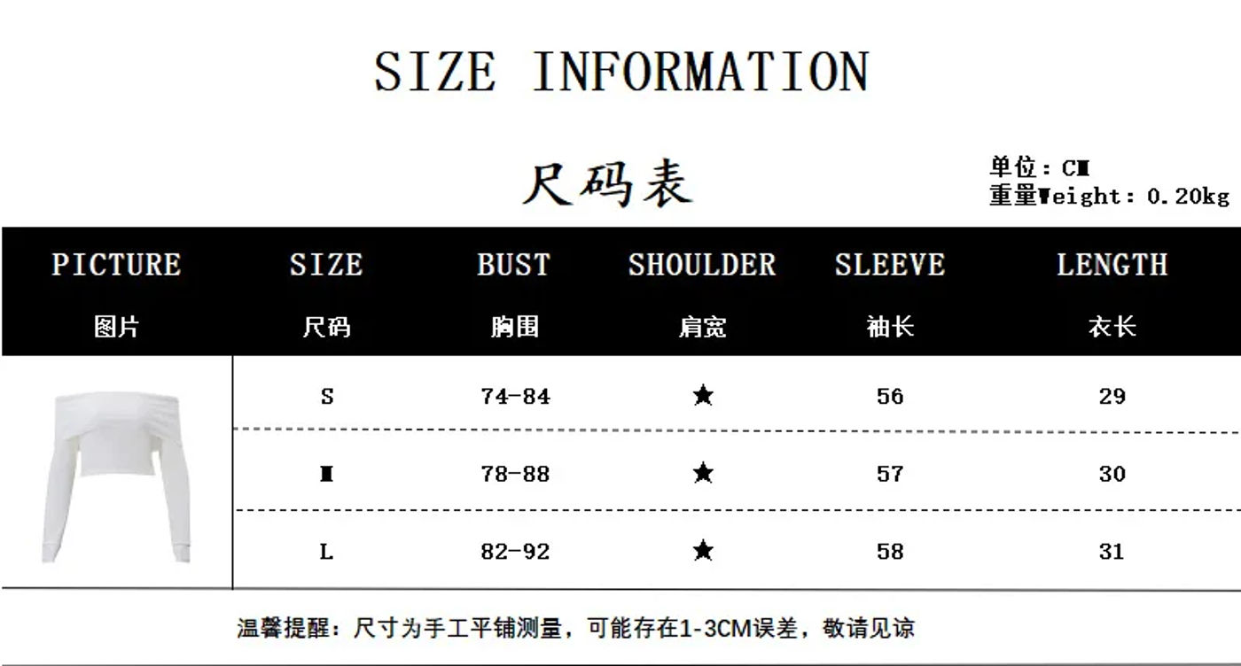 Description Picture 2 of itemSexy Tops Off Shoulder Long Sleeve Sweater Women's Autumn Winter 2024 New Elegant Knitted Slim Fit Short Skinny Pullover