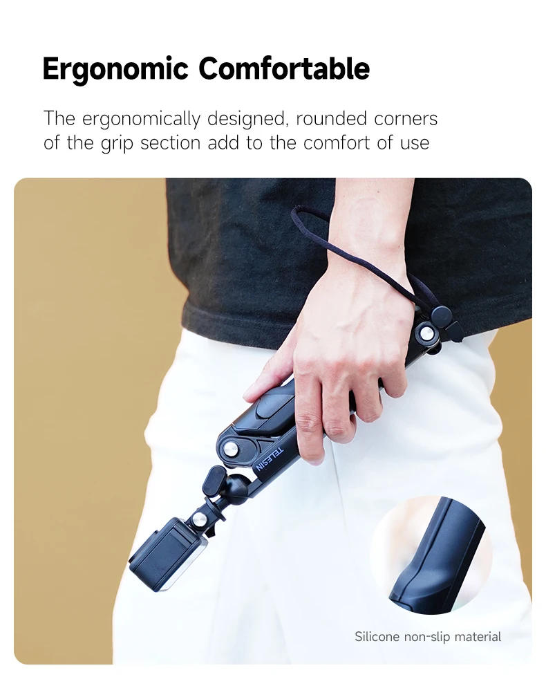 Description Picture 5 of itemTELESIN 4 ways Selfie Stick with Tripod Hand Grip Pole for GoPro Hero Insta360 DJI Action Smart Phone Action Camera Accessories