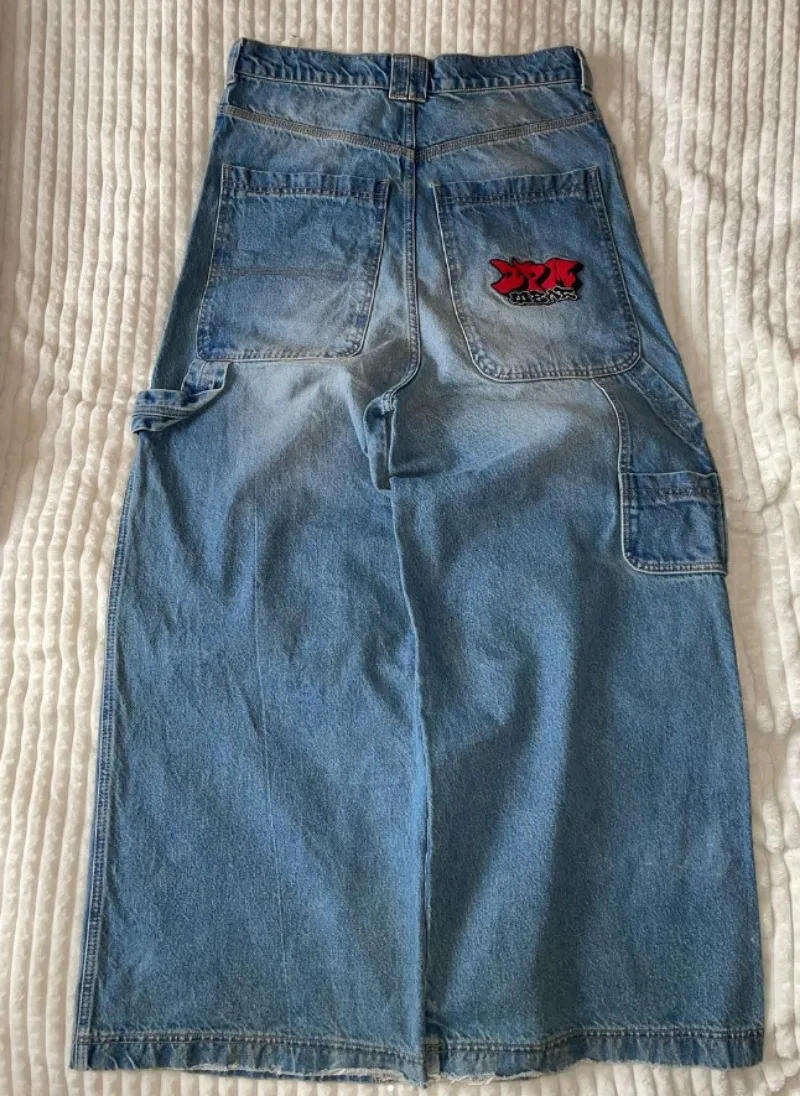 Description Picture 4 of itemAmerican Retro Straight-leg Cargo Pants Street Fashion Loose Wide Leg Pants Harajuku Style Streetwear Hip Hop Jeans Baggy Jeans