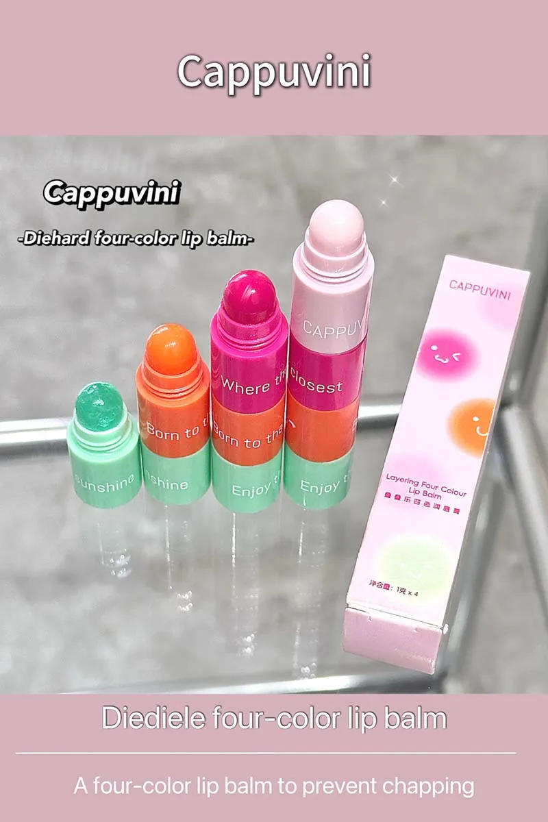 Description Picture 2 of item4 In 1 Color-changing Lip Balm Combo Kit Moisturizing Colorless Pink Orange Hydrating Lip Care Anti-dryness Primer Lipstick Pen