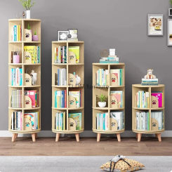 Rotating Corner Bookcase Storage Organizers Partitions Small Magazine Bookshelf Library Wooden Rak Buku Home Furniture XY50BC