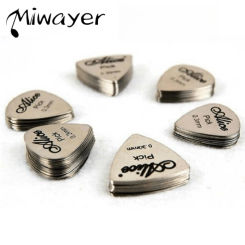 Miwayer 5/10Pcs Alice  Metal Guitar Pick 0.3mm Thin Durable Silver Color Professional Bass Ukelele Guitar Picks Bass Guita
