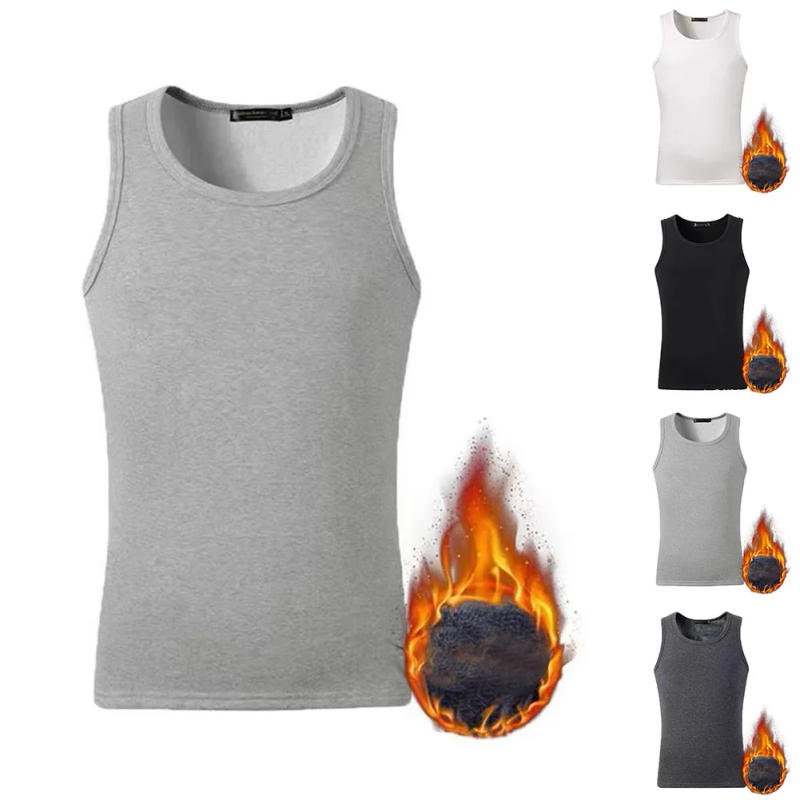 Description Picture 2 of itemComfy Fashion Mens Male Undershirt Fleece Keep Warm O Neck Sleeveless Solid Color Tank Top Thermal Casual Autumn
