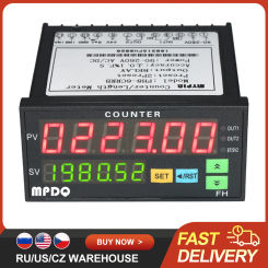 Dual Light-emitting Diode Display Digital Counter Meter 90~265V AC/DC Length Meter with 2 Relay Output and Pulse PNP NPN