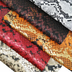 Metallic Snake embossed faux leather for bags garments and upholstery Vintage Solid Synthetic Leather Sheets or Mini Rolls C012